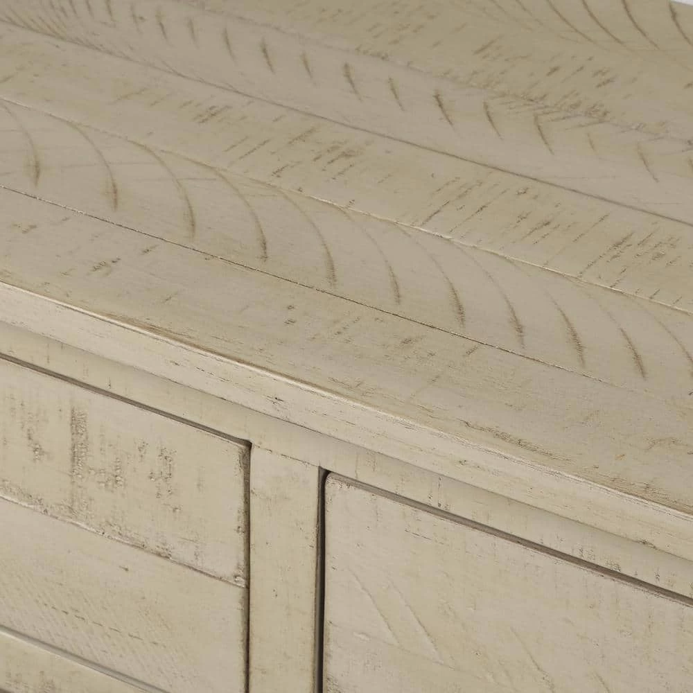 45 in. Antique Grey Rectangle Wood Console Table with Drawers and 2 Tiers Shelves by GODEER - Image 7