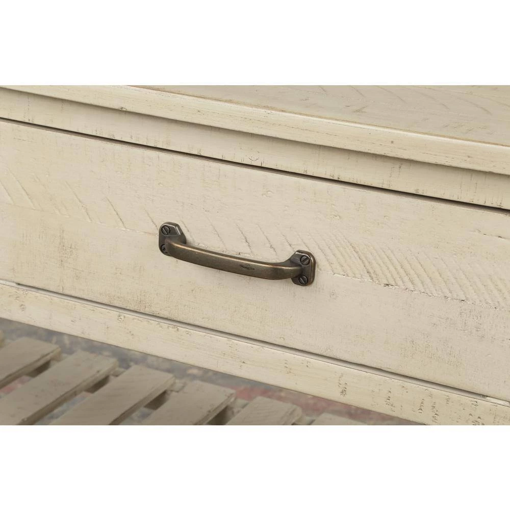 45 in. Antique Grey Rectangle Wood Console Table with Drawers and 2 Tiers Shelves by GODEER - Image 8