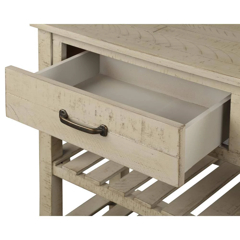 45 in. Antique Grey Rectangle Wood Console Table with Drawers and 2 Tiers Shelves by GODEER - Image 9