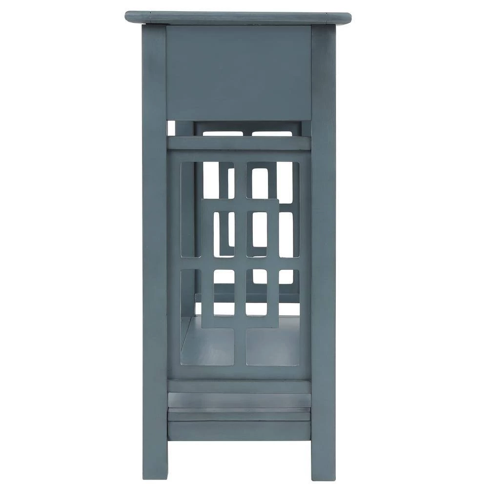 36 in. Antique Navy Rectangle Wood Console Table with 2 Drawers and Bottom Shelf, Entryway Accent Sofa Table by GODEER - Image 3