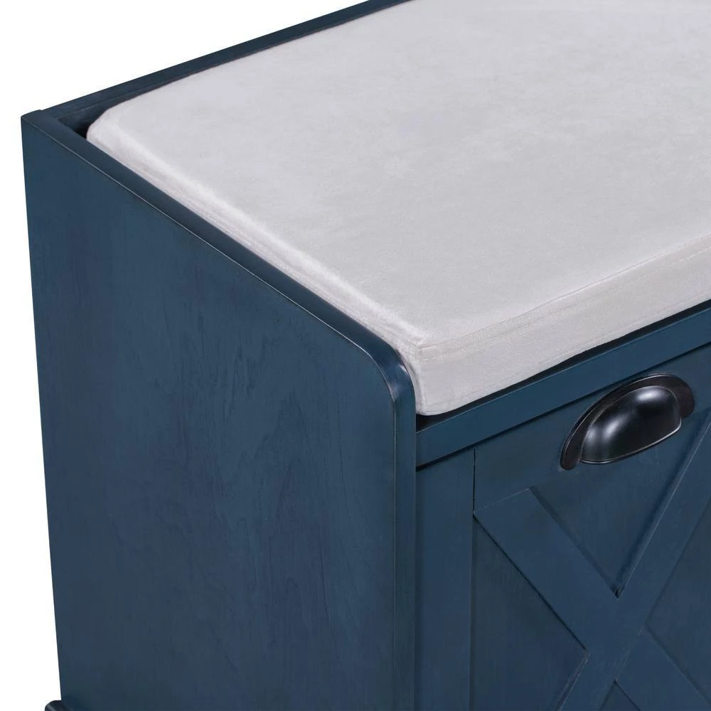 Antique Navy Storage Bench with 3 Drawers, Shoe Bench with Removable Cushion for Living Room(20 H*43 W*15.70D) by GODEER - Image 9