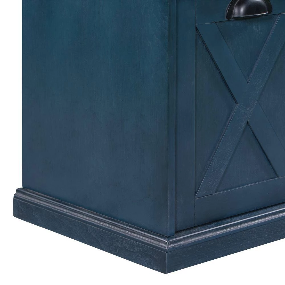 Antique Navy Storage Bench with 3 Drawers, Shoe Bench with Removable Cushion for Living Room(20 H*43 W*15.70D) by GODEER - Image 10