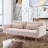 68.50 in. W Beige Velvet Loveseat Sofa with Metal Feet by GODEER