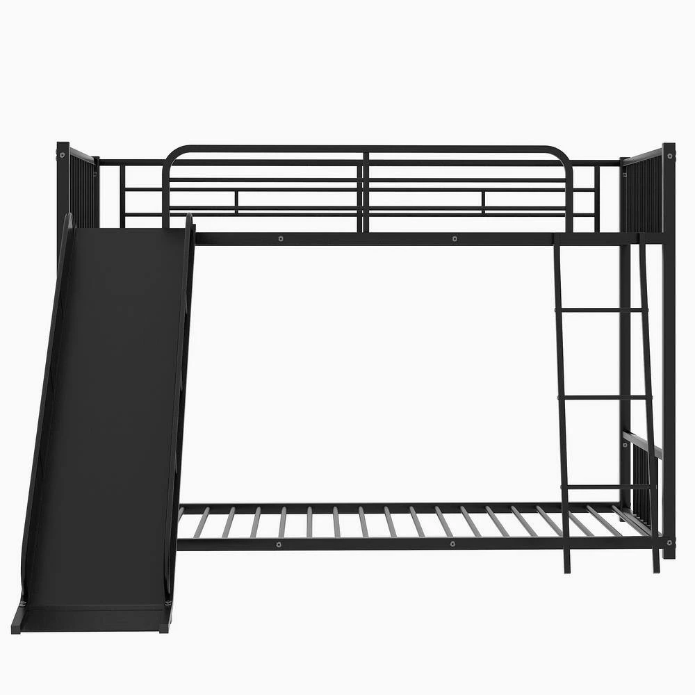 Black Twin Metal Bunk Bed with Slide by GODEER - Image 5