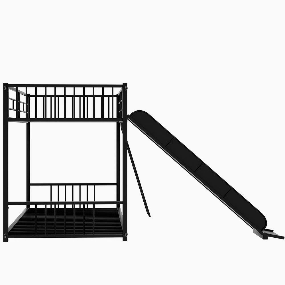 Black Twin Metal Bunk Bed with Slide by GODEER - Image 3