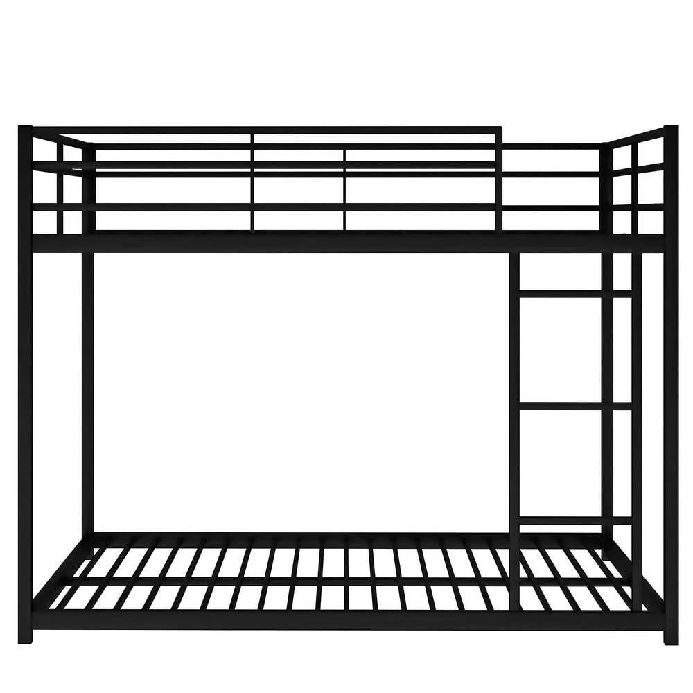 Black Full Over Full Metal Bunk Bed, Low Bunk Bed with Ladder by GODEER - Image 5