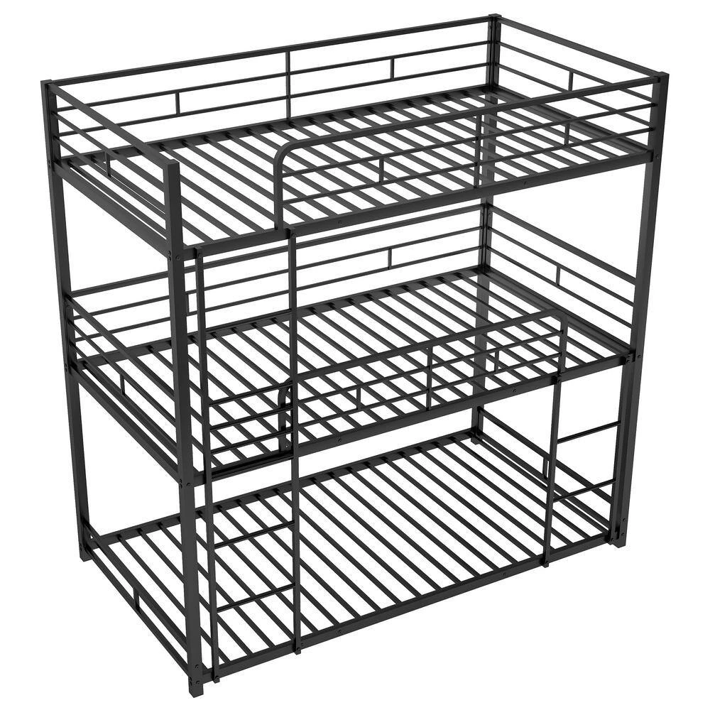 Black Metal Twin Size Triple Bunk Bed by GODEER - Image 3