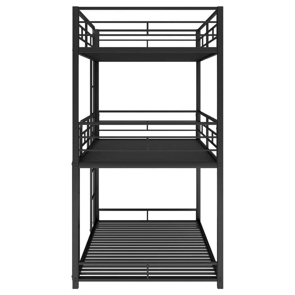 Black Metal Twin Size Triple Bunk Bed by GODEER - Image 4