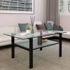 39.37 in. Black Rectangle Glass Coffee Table, Modern Simple by GODEER