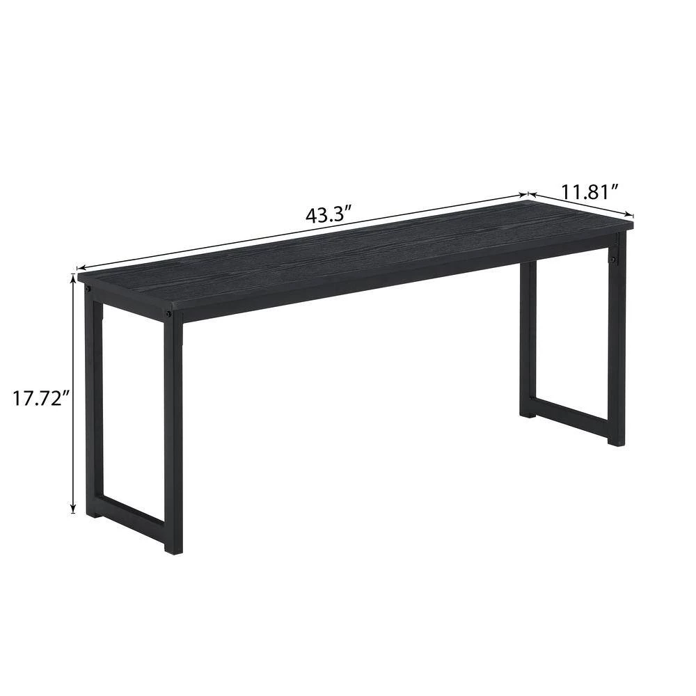 3-Piece Rectangle Wood Top Black Dining Set with 2-Benches by GODEER - Image 5