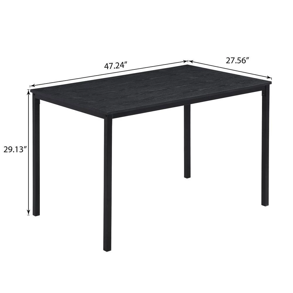 3-Piece Rectangle Wood Top Black Dining Set with 2-Benches by GODEER - Image 6