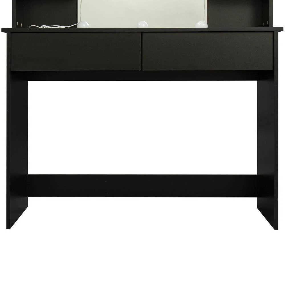 2-Drawer Black Dresser with Mirror and 4 Open Shelves by GODEER - Image 9