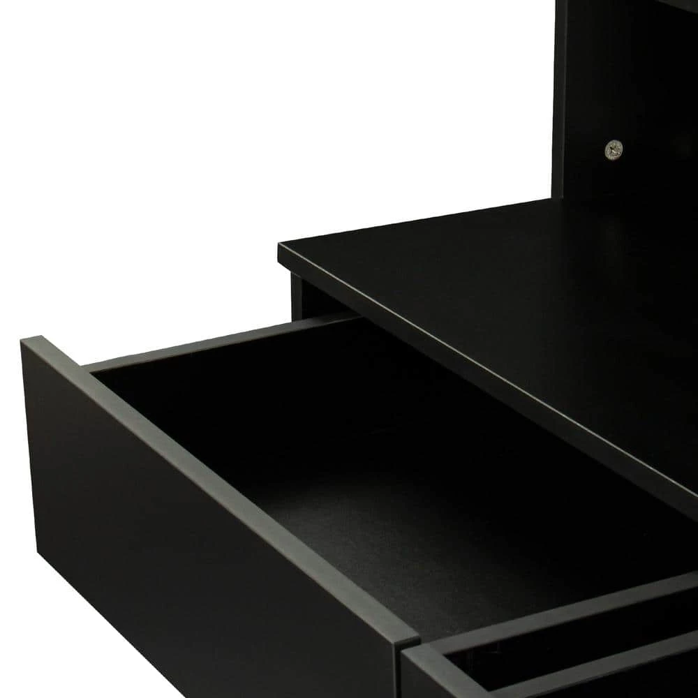 2-Drawer Black Dresser with Mirror and 4 Open Shelves by GODEER - Image 10