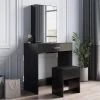 1-Drawer Black Dresser with Mirror and Sliding Door Hidden Locker, Bedroom Furniture by GODEER