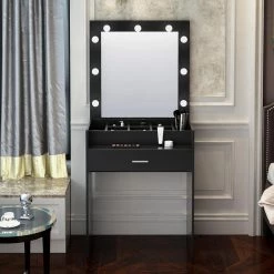 1-Drawer Black Dresser with Mirror and Fool Efficiency Unit by GODEER