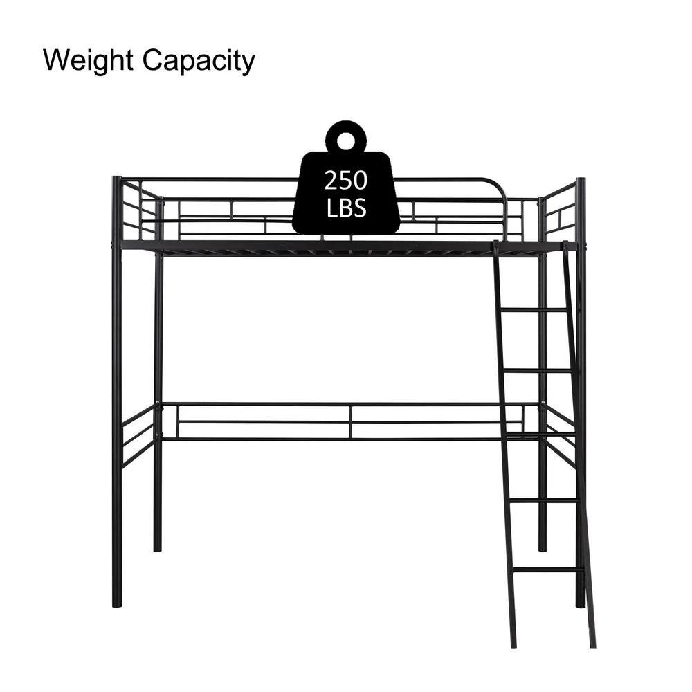 Black Twin Size Metal Loft Bed by GODEER - Image 9