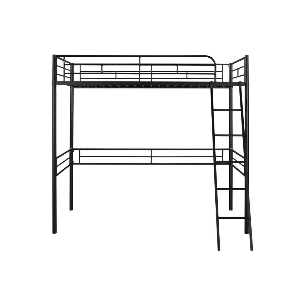 Black Twin Size Metal Loft Bed by GODEER - Image 6
