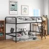 Black Twin Size High Metal Loft Bed by GODEER