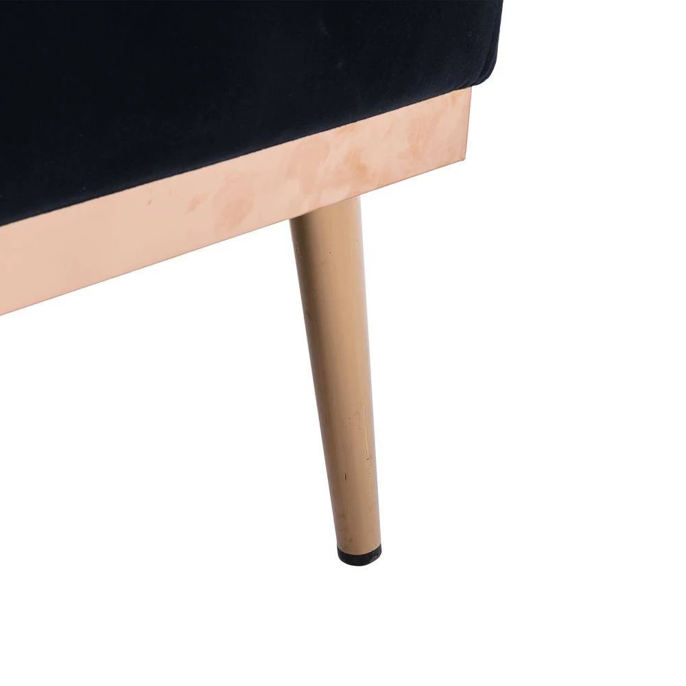 55 in. W Black Velvet 2-Seater Loveseat with Metal Feet by GODEER - Image 8