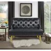 43.5 in. W Black Faux Leather 2-Seater Armless Loveseat Sofa by GODEER