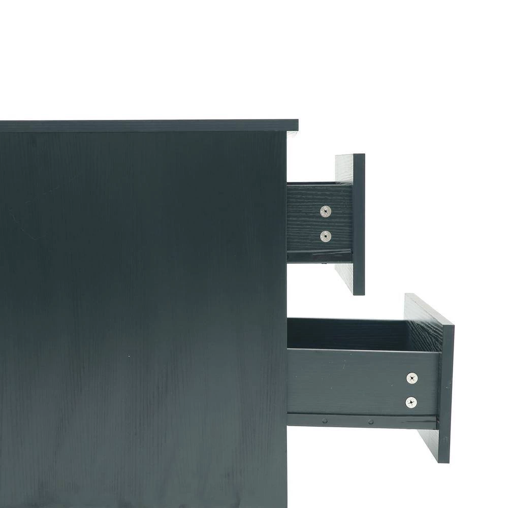 2-Drawer Black Nightstand 19.69 H x 19.69 W x 15.75 D by GODEER - Image 7