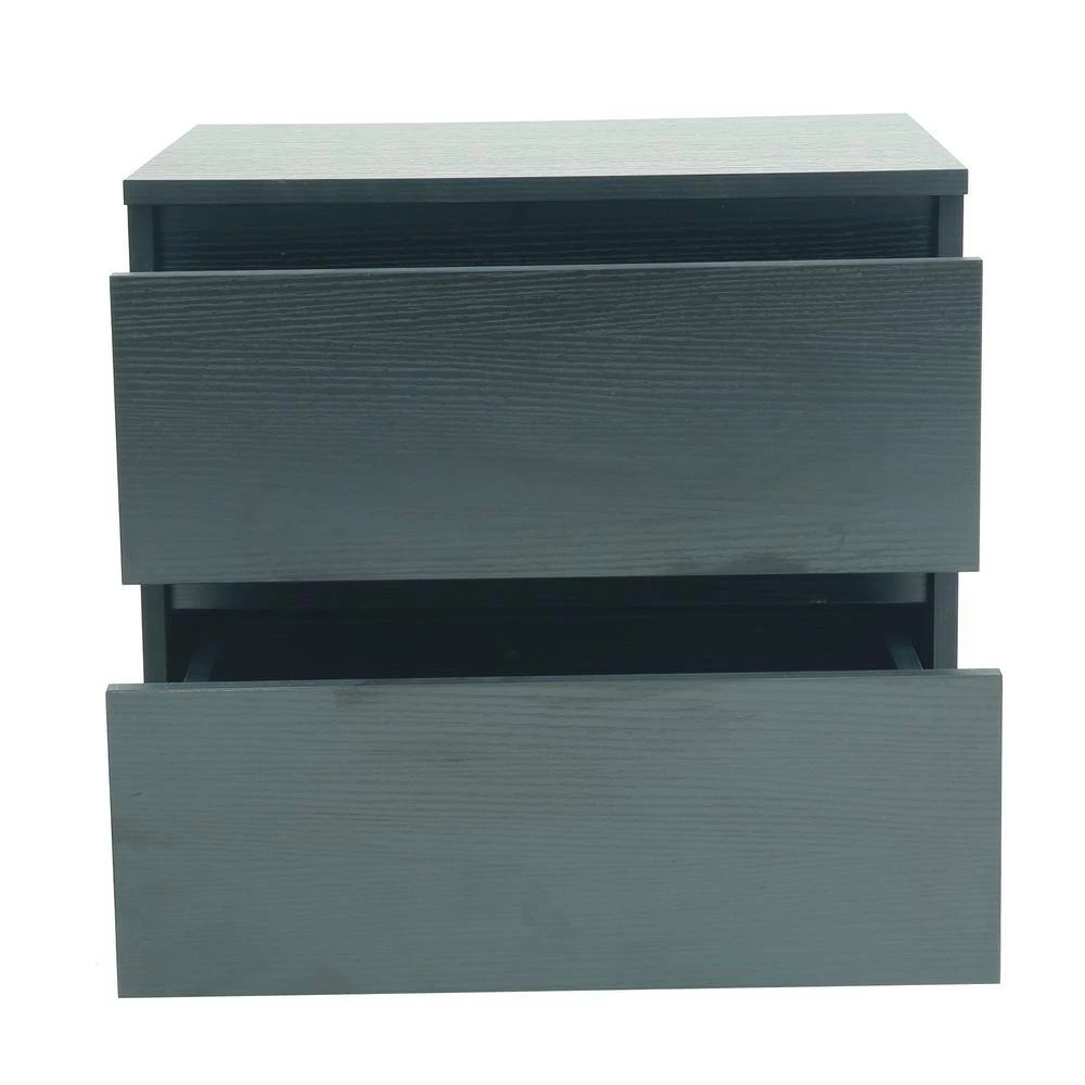 2-Drawer Black Nightstand 19.69 H x 19.69 W x 15.75 D by GODEER - Image 5