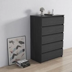 5-Drawer Black Nightstand 43.90 x 30.31 x 16.54 by GODEER