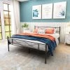 83 in. W Black Queen Metal Frame Platform Bed with Vintage Headboard and Footboard Easy Assembly No Spring Needed by GODEER