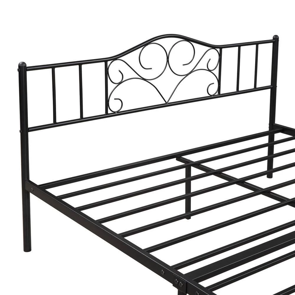 83 in. W Black Metal Frame Queen Vintage Platform Bed by GODEER - Image 9