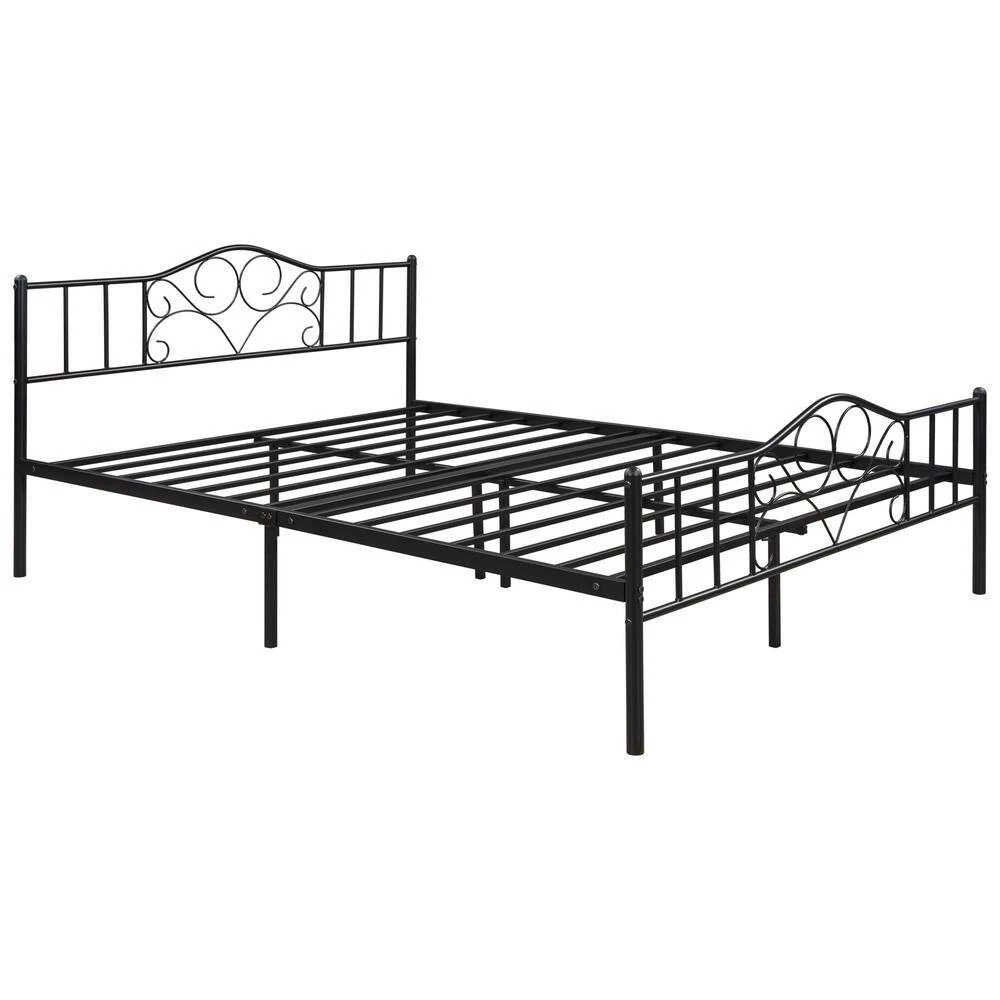 83 in. W Black Metal Frame Queen Vintage Platform Bed by GODEER - Image 3
