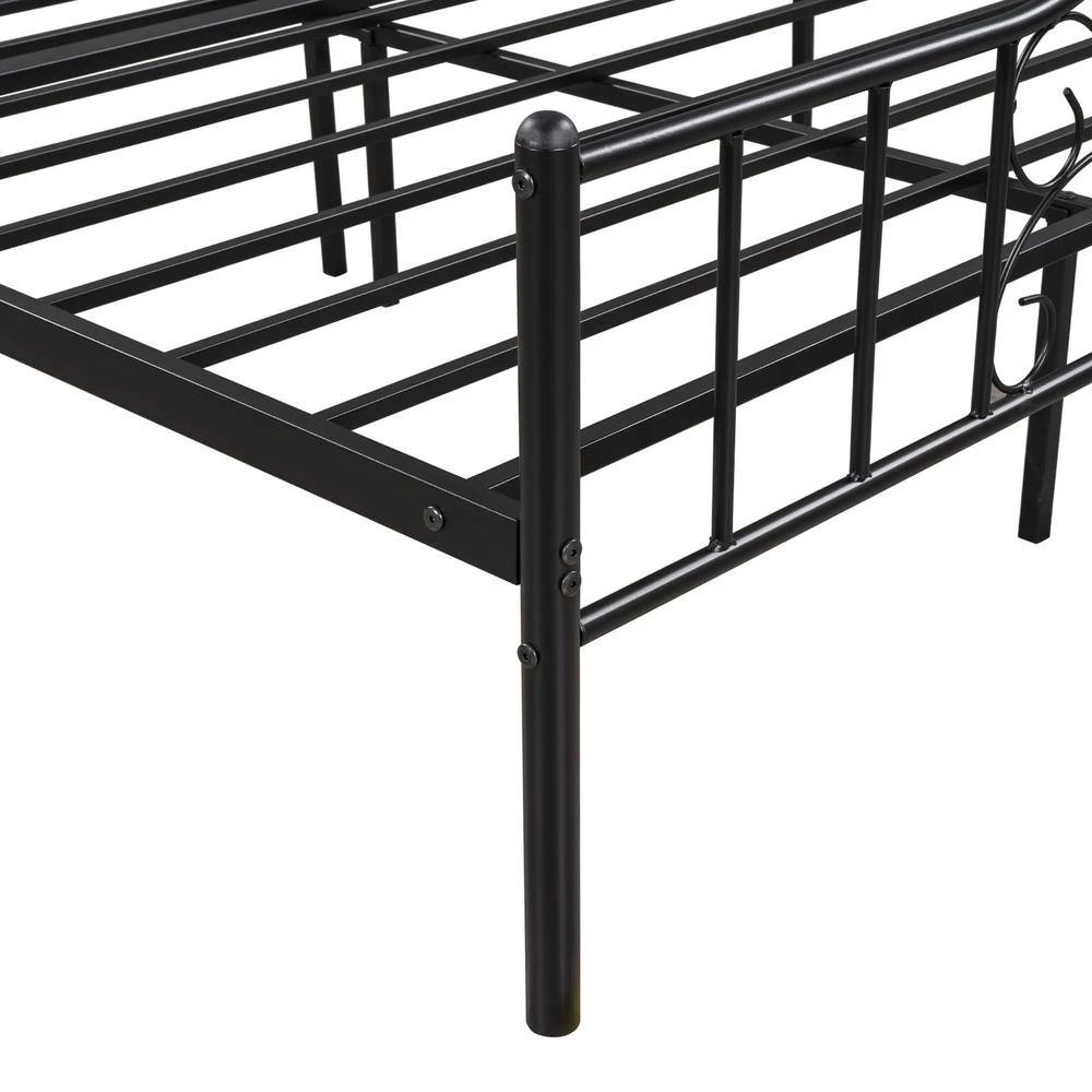 83 in. W Black Metal Frame Queen Vintage Platform Bed by GODEER - Image 10