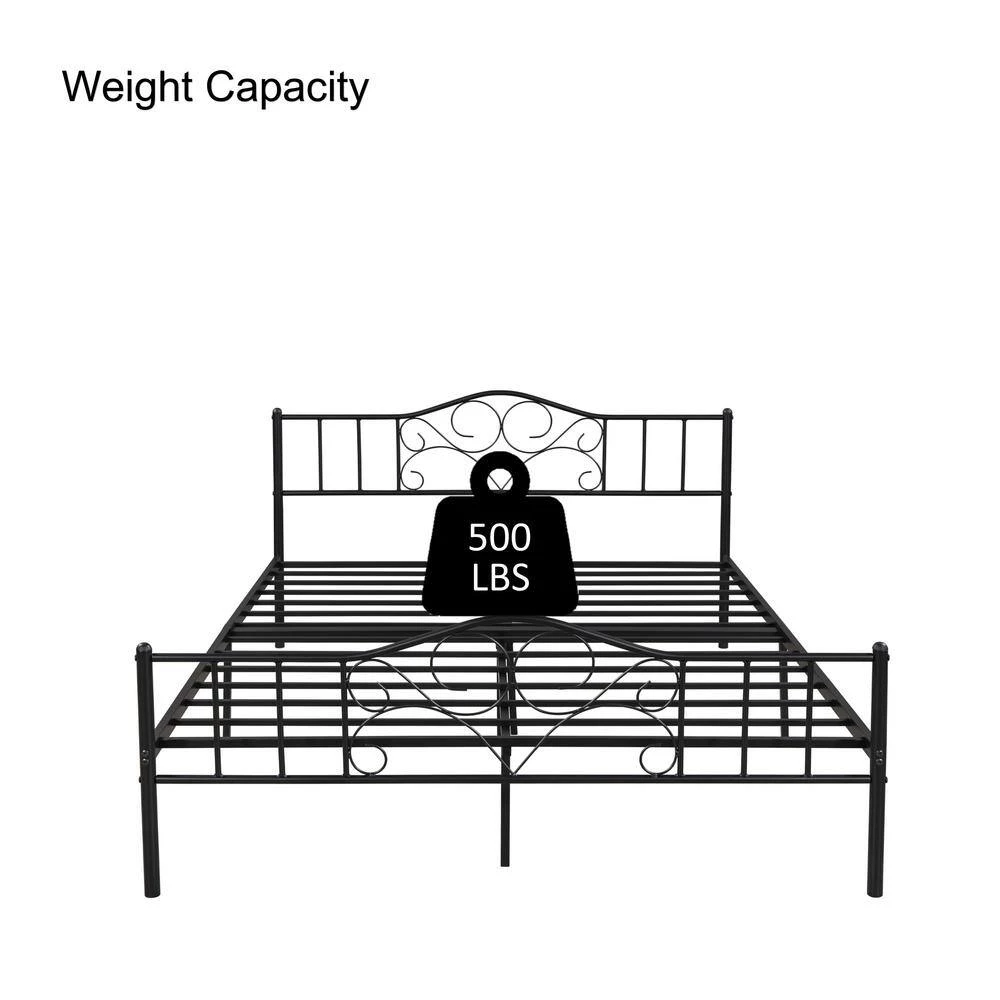83 in. W Black Metal Frame Queen Vintage Platform Bed by GODEER - Image 8