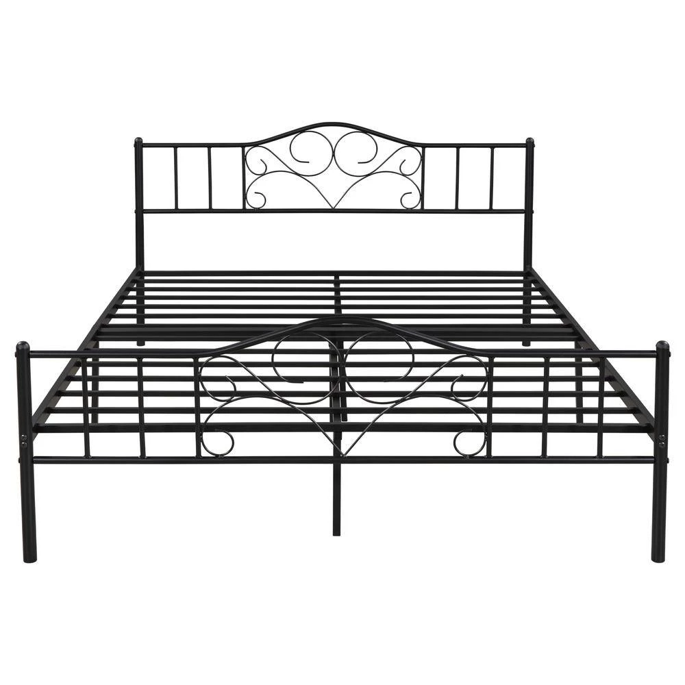 83 in. W Black Metal Frame Queen Vintage Platform Bed by GODEER - Image 6