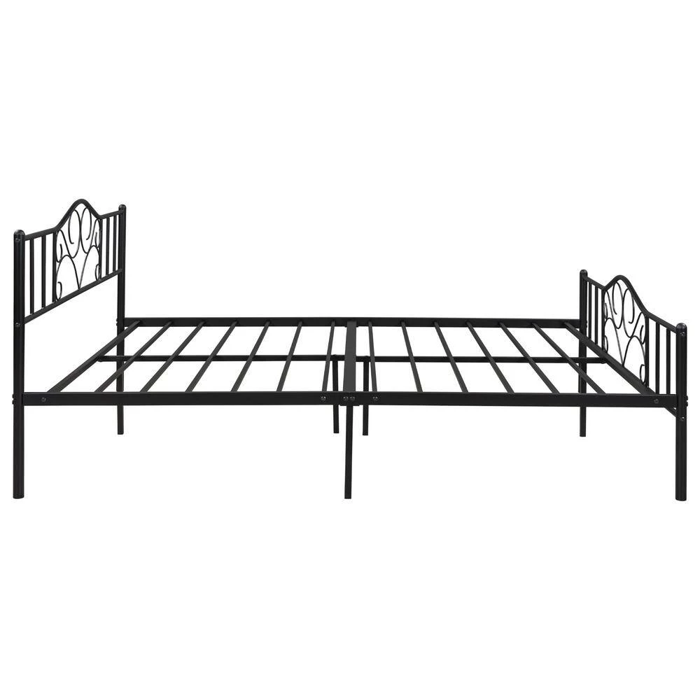 83 in. W Black Metal Frame Queen Vintage Platform Bed by GODEER - Image 4
