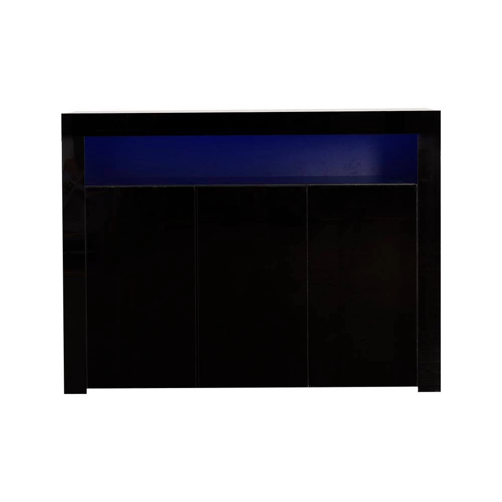 Black Sideboard Storage Cabinet with LED Light, Modern Kitchen Unit Cupboard Buffet Wooden Storage by GODEER - Image 5