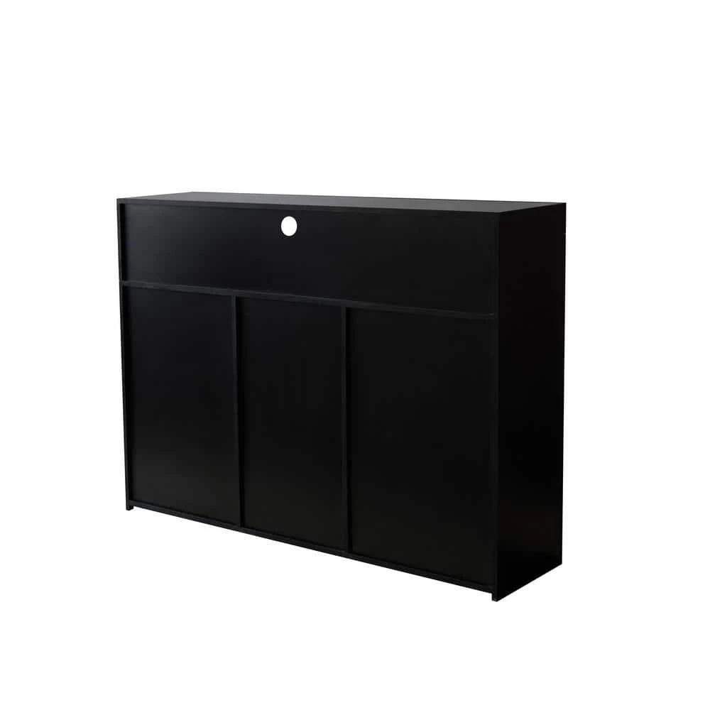 Black Sideboard Storage Cabinet with LED Light, Modern Kitchen Unit Cupboard Buffet Wooden Storage by GODEER - Image 3