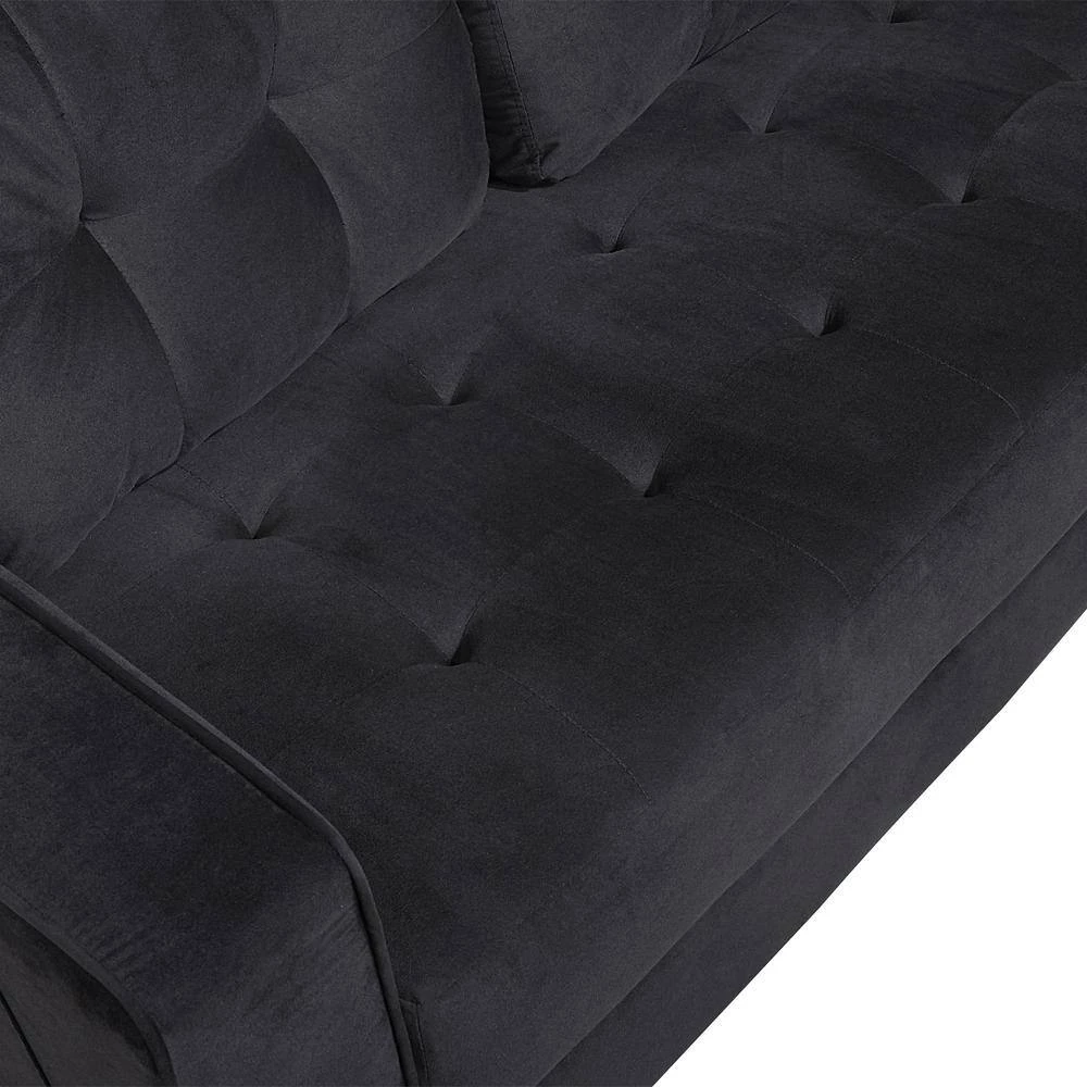 76 in. W Square Arm Velvet Straight Comfortable 3-Seat Sofa Modern Couch for Home Living Room in Black by GODEER - Image 9