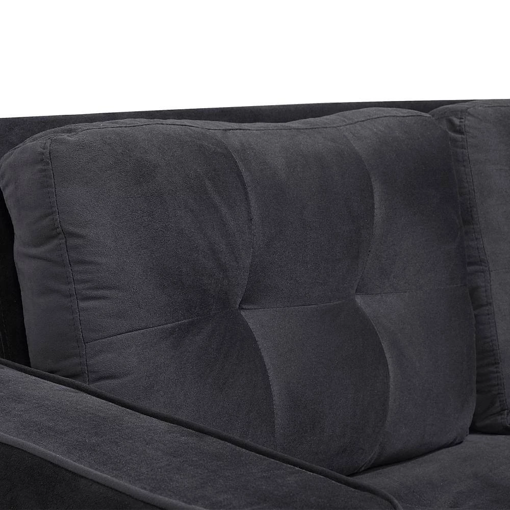 76 in. W Square Arm Velvet Straight Comfortable 3-Seat Sofa Modern Couch for Home Living Room in Black by GODEER - Image 7