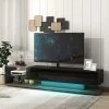 70.80 in. Black TV Stand with Two Large Drawers Fits TV's up to 75 in., 16-color RGB LED by GODEER