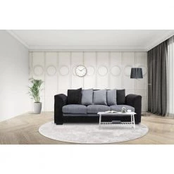 80 in. W Flared Arm Polyester Straight Sofa in Black/Grey by GODEER