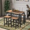 5-Piece Wood Top Brown Kitchen Counter Height Table Set, Industrial Dining Table with 4 Chairs by GODEER