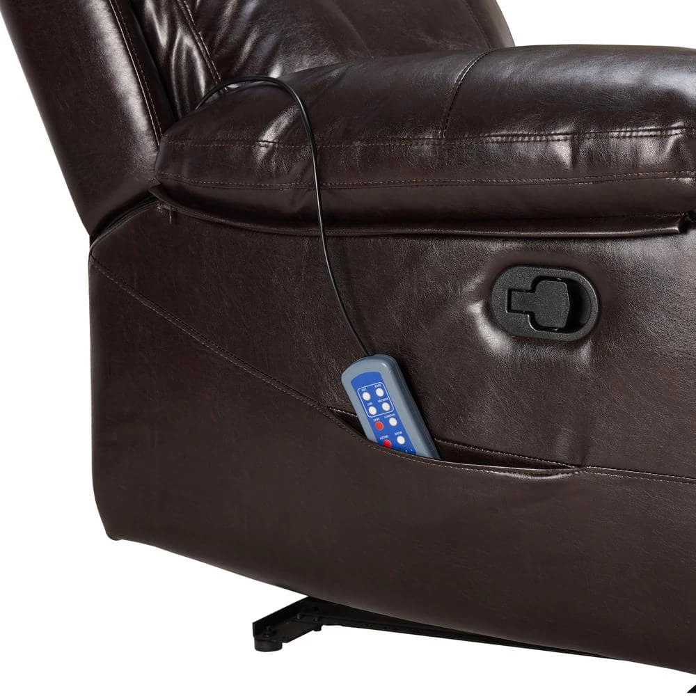 Brown Massage Recliner PU Leather Sofa Chair with Heating and Massage Vibrating Function by GODEER - Image 9