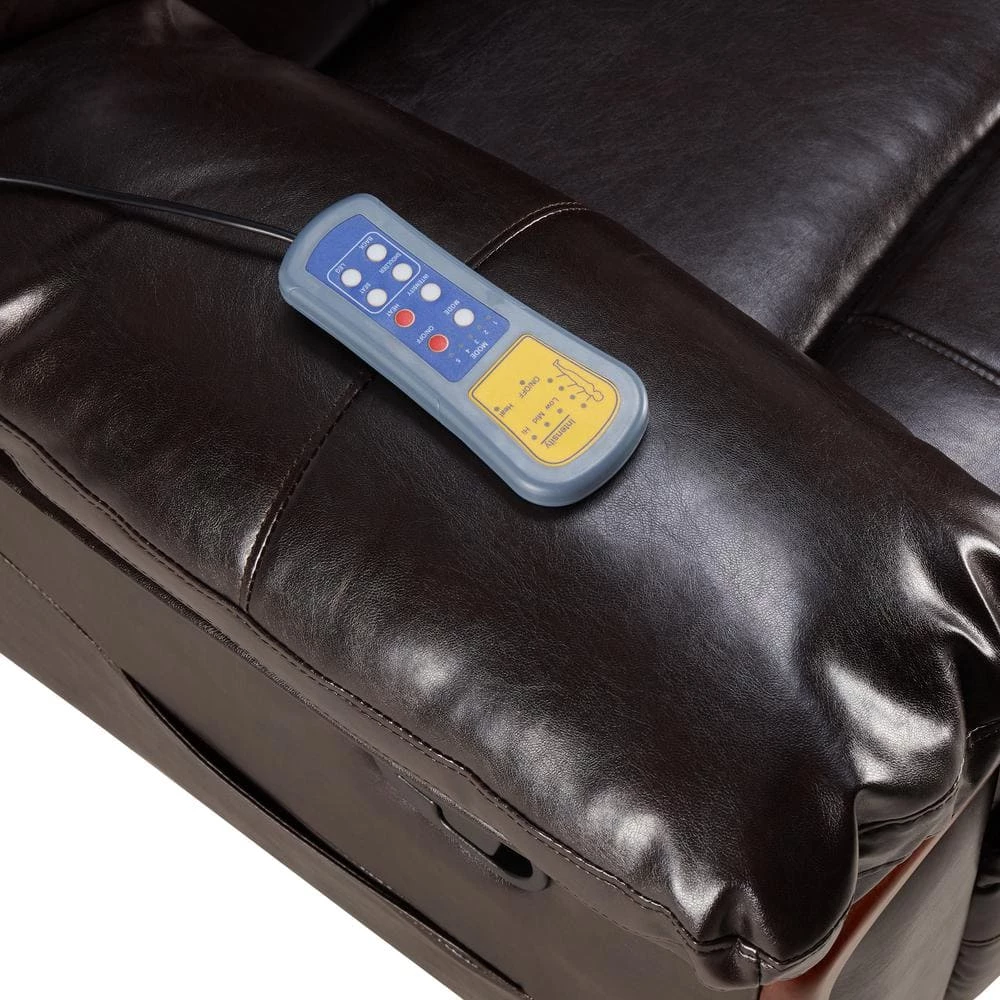 Brown Massage Recliner PU Leather Sofa Chair with Heating and Massage Vibrating Function by GODEER - Image 8