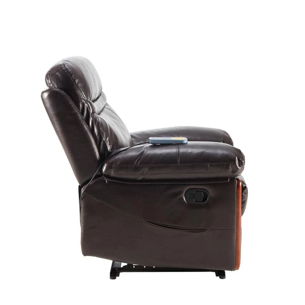 Brown Massage Recliner PU Leather Sofa Chair with Heating and Massage Vibrating Function by GODEER - Image 6