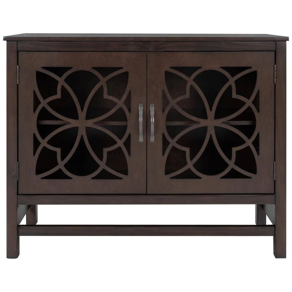 Brown Wood Accent Buffet Sideboard Storage Cabinet with Doors and Adjustable Shelf by GODEER - Image 6