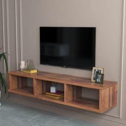 60.00 in. Brown TV Stand Fits TV's up to 65 in. Shallow Floating TV Console by GODEER