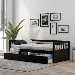 Espresso Twin Size Daybed with Inseparable 2-Drawers by GODEER
