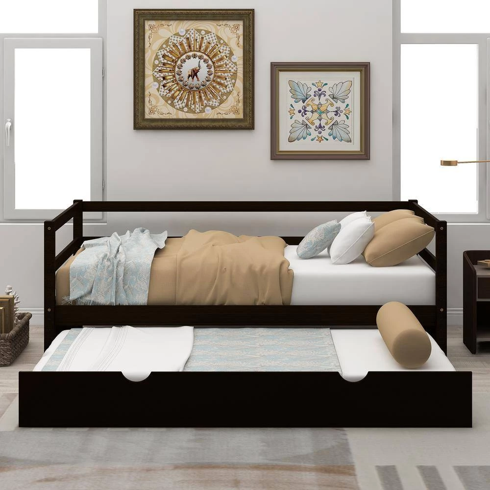 Espresso Modern Twin Size DayBed with Trundle by GODEER - Image 9
