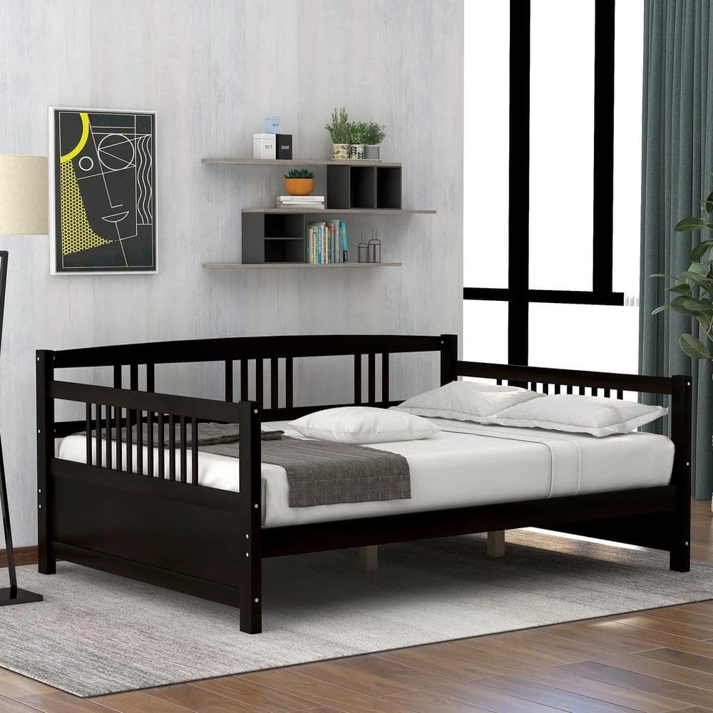 Espresso Full Solid Wood Daybed, Multifunctional by GODEER