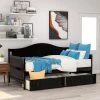 Espresso Twin Wooden Daybed with 2 Drawers, Sofa Bed for Bedroom Living Room, No Box Spring Needed by GODEER